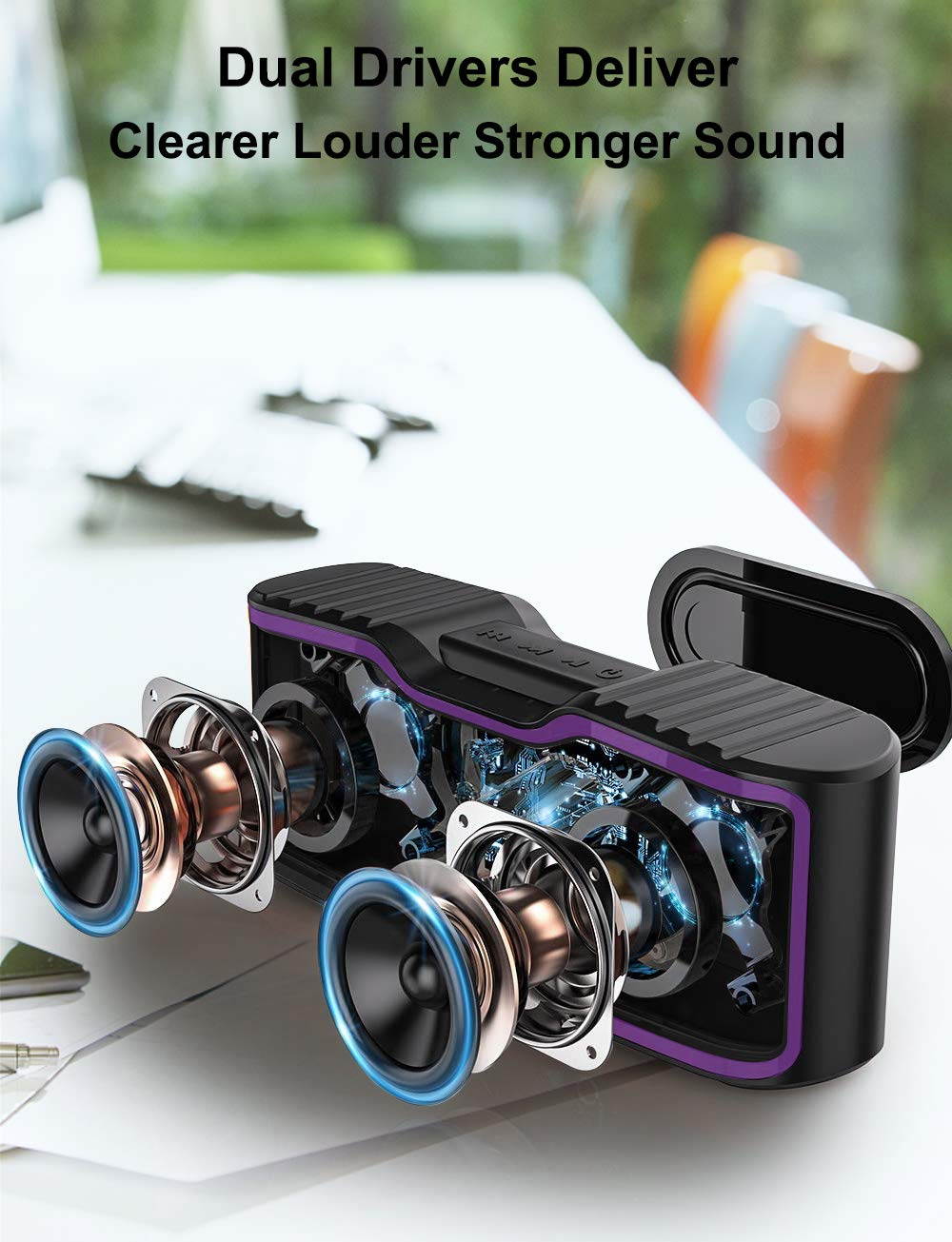 AOMAIS Sport II Portable Wireless Bluetooth Speakers 4.0 Waterproof IPX7, 20W Bass Sound, Stereo Pairing, Durable Design Backyard, Outdoors, Travel, Pool, Home Party (Orange)