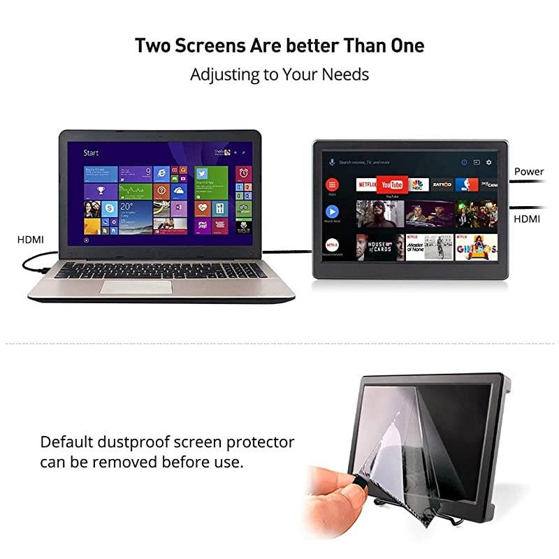 2K Portable Monitor 10.1 Inch Portable Display Raspberry Pi Screen IPS 2560x1600 QHD with HDMI DP Port Compatible with Raspberry Pi Windows PC Game Console