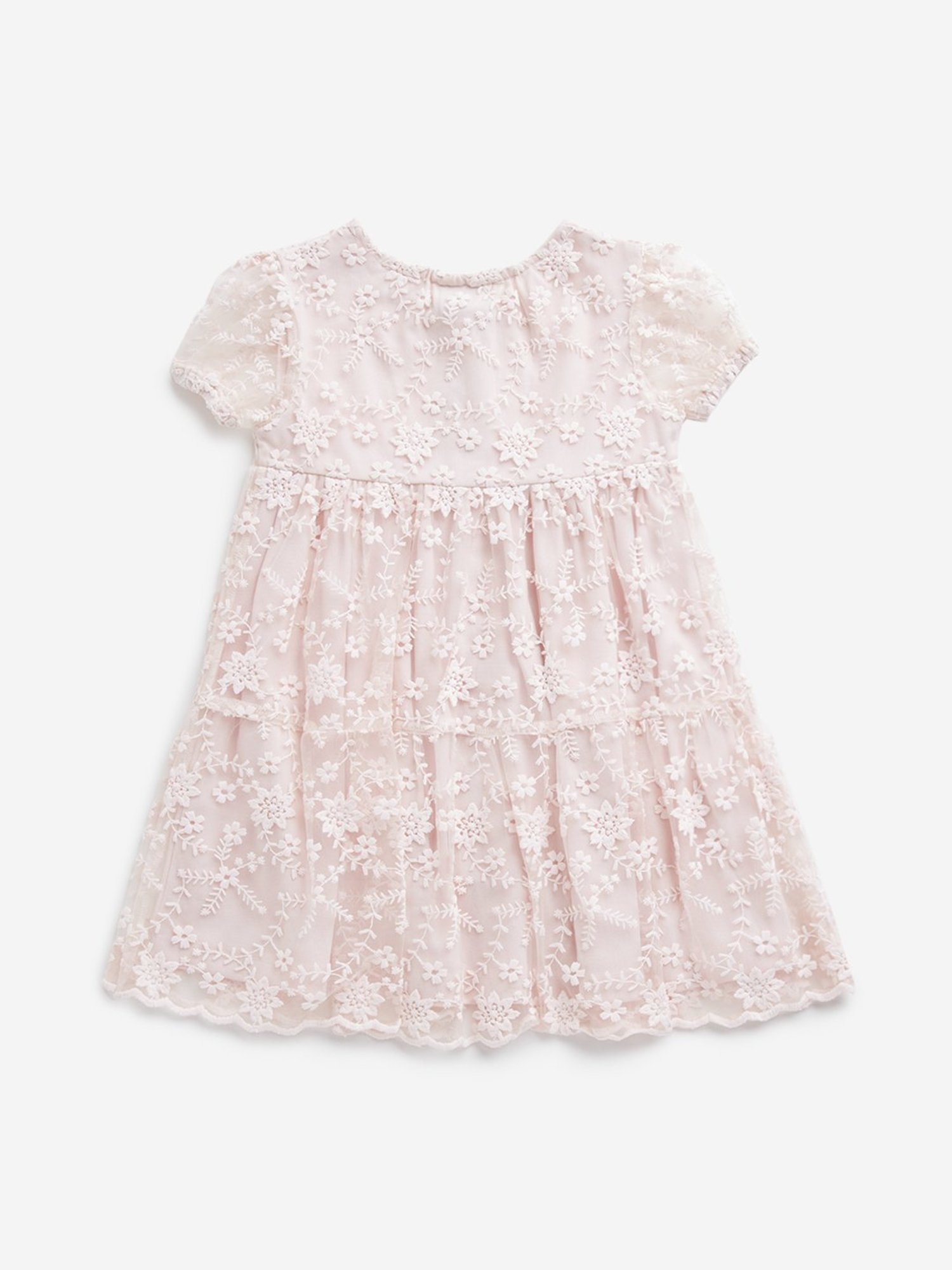 HOP Kids by Westside Pink Lace Embroidered Tiered Dress