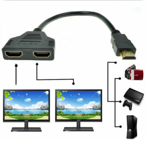 New 1X HDMI Male to 2X HDMI Female Y Splitter Switch Adapter Cable