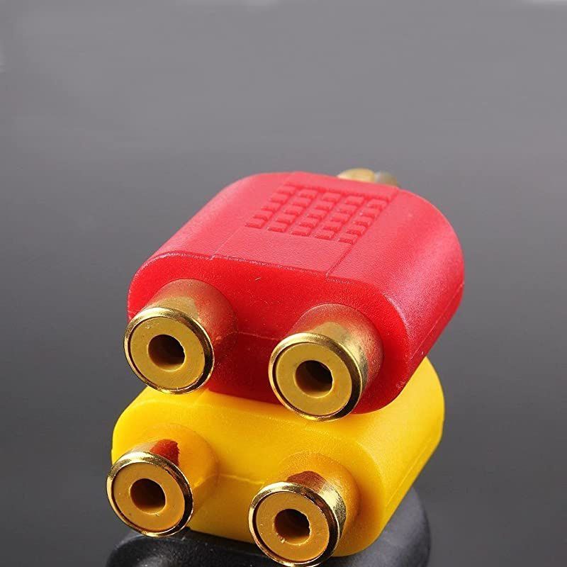 4pcs RCA Y Splitter Adapter 2 Female to 1 Male for Audio Video Av Tv Cable Convert