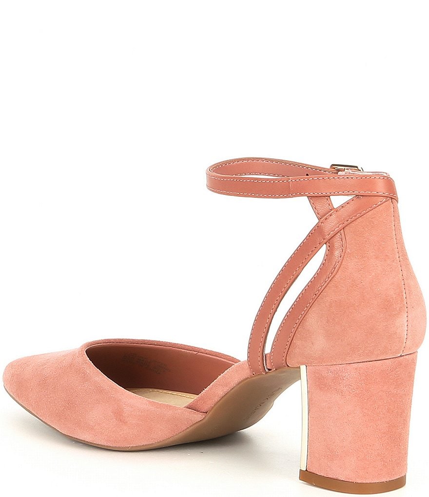 Alex Marie Nelvin Suede Ankle-Strap Block Heel Pumps