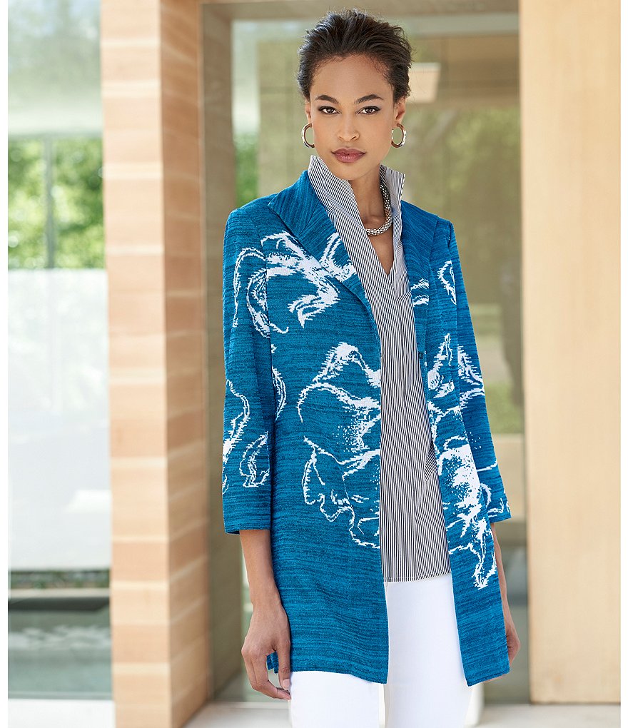 Misook Mandarin Collar Sleeveless Striped Washable Tank