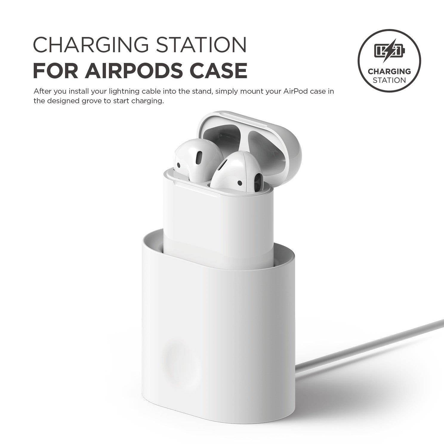 elago AirPods Stand [White] - [Charging Station][Long-Lasting][Cable Management] - for AirPods Case