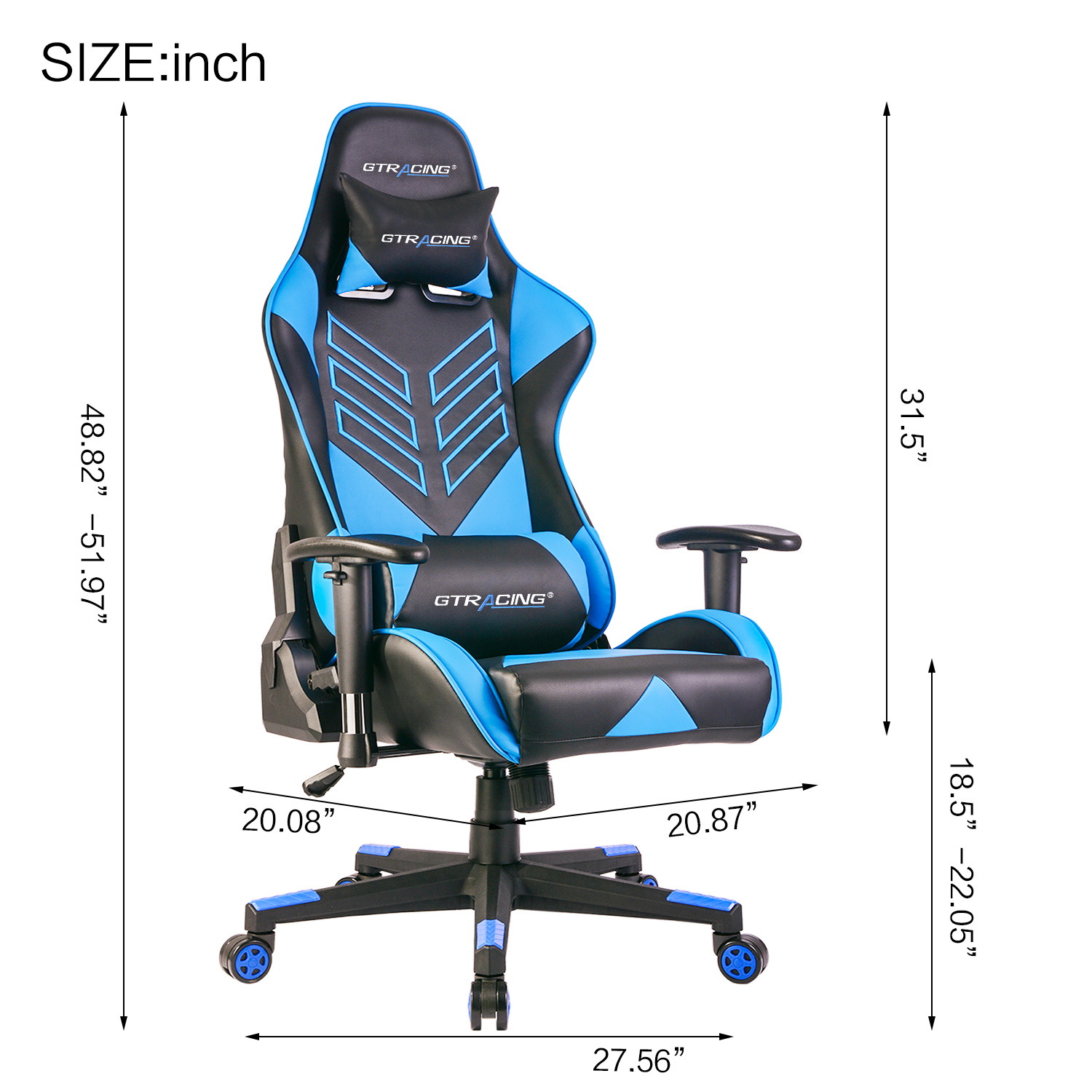 GTRACING Executive High-Back Gaming Chair Computer Office Chair PU Leather Swivel Chair Racing Chair