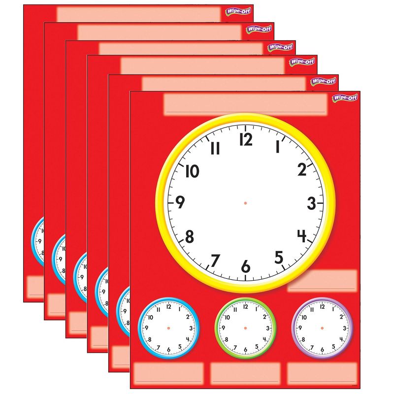 6pk 17" x 22" Clocks Wipe-Off Chart - TREND