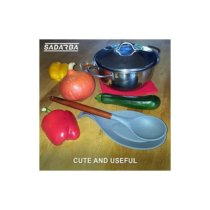 Spoon Rest &ndash; Set of 2 | HEAT RESISTANT | EASY &ndash; CLEAN Spoon Holder for Stove Top | Nonstick Sturdy Silicon Spoon Rest for Kitchen Counter | Utensil Rest | Spatula Rest - Fits Large Utensils