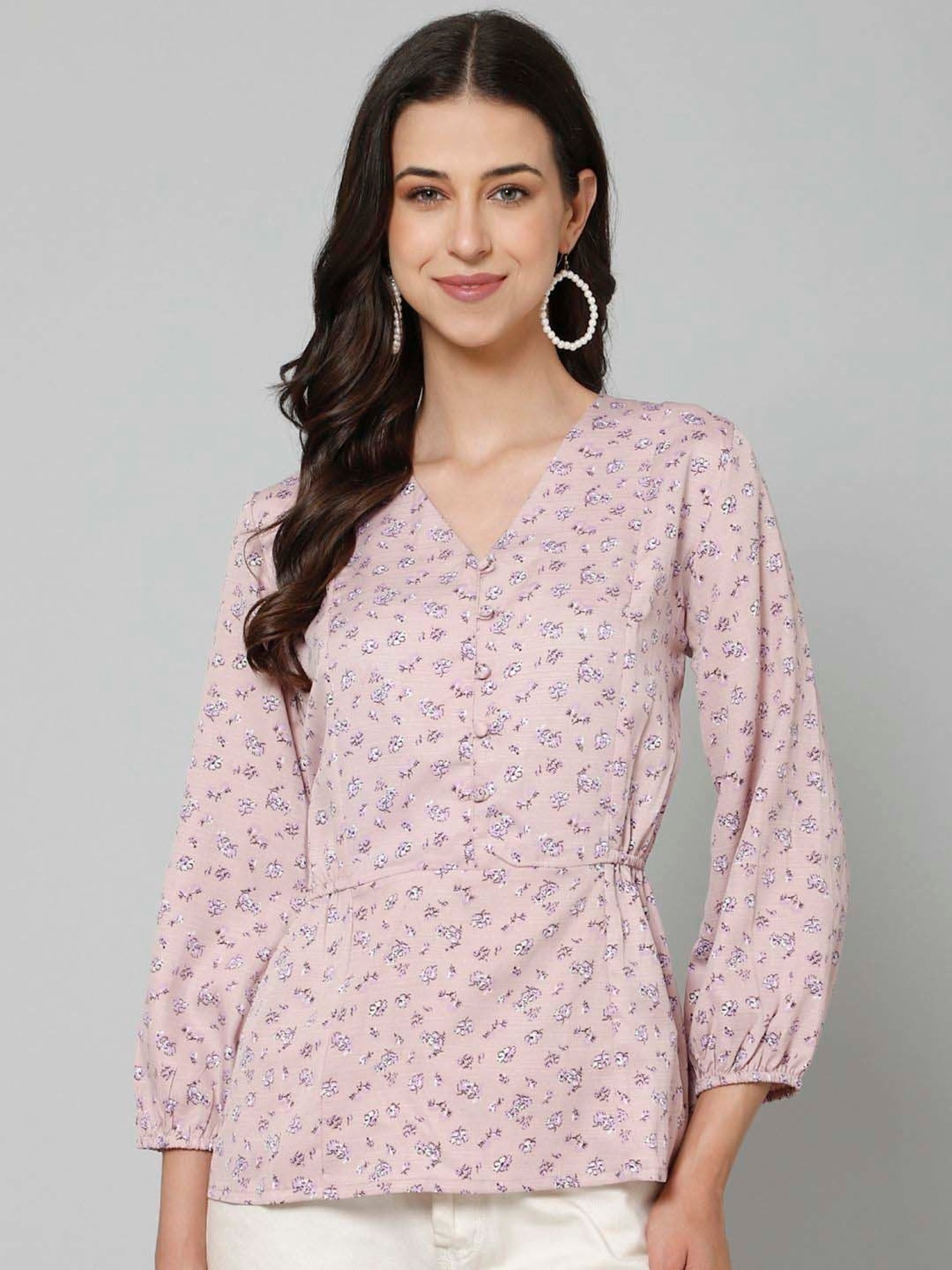 PURYS Pink Printed Top