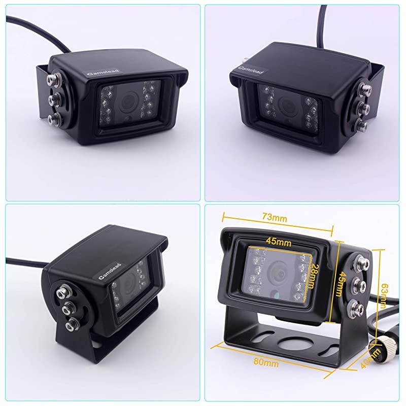 Vehicle Vision Safety Backup Camera System 7 inch Monitor Built-in DVR Recorder with Quad Split Screen Vehicle Side Camera Rear View Camera Monitor Kit for Truck Van Caravan Trailers