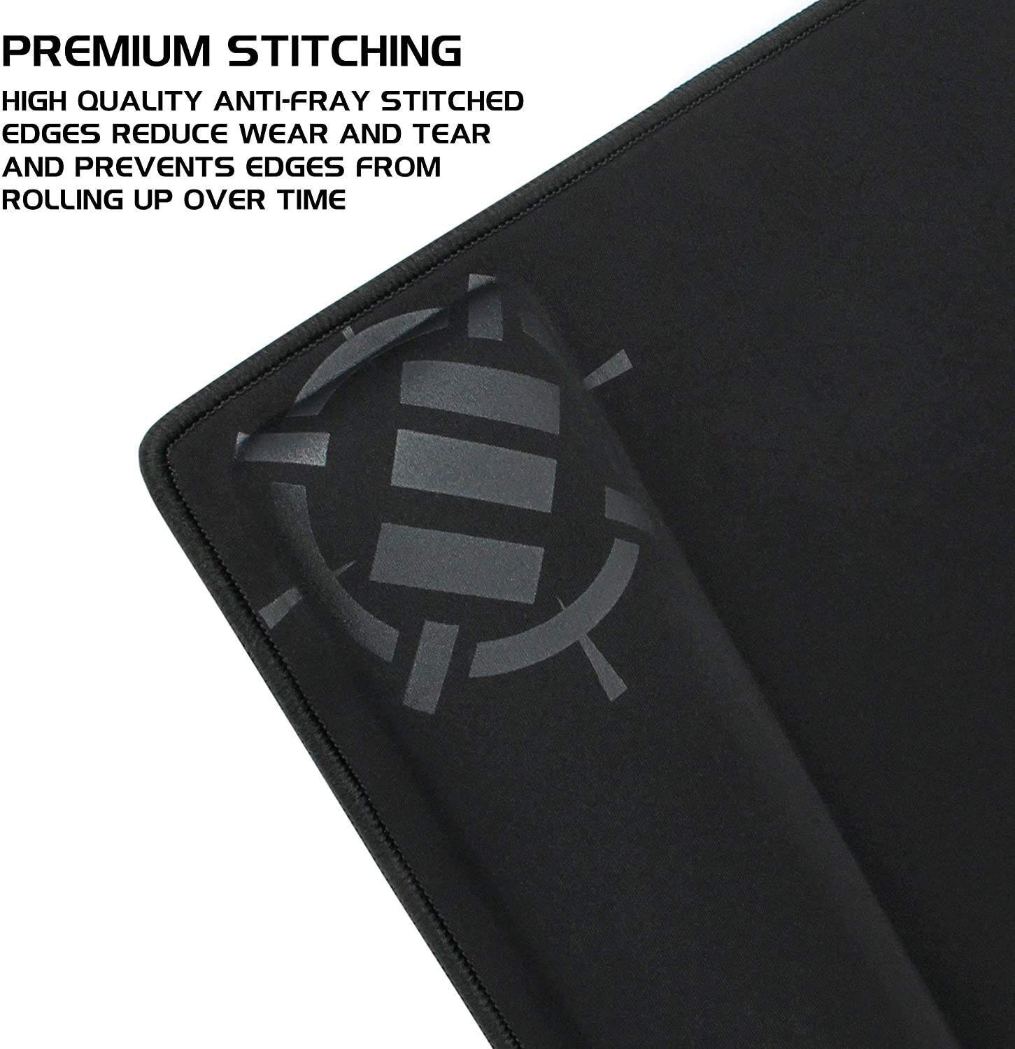 ENHANCE Large Gaming Mouse Pad with Wrist Support Memory Foam Wrist Rest (12.6 x 14 inches) - Anti-Fray Stitched Edges, Non Slip Rubber Grip, Ergonomic Design - 1 Inch Padded Cushion - Black