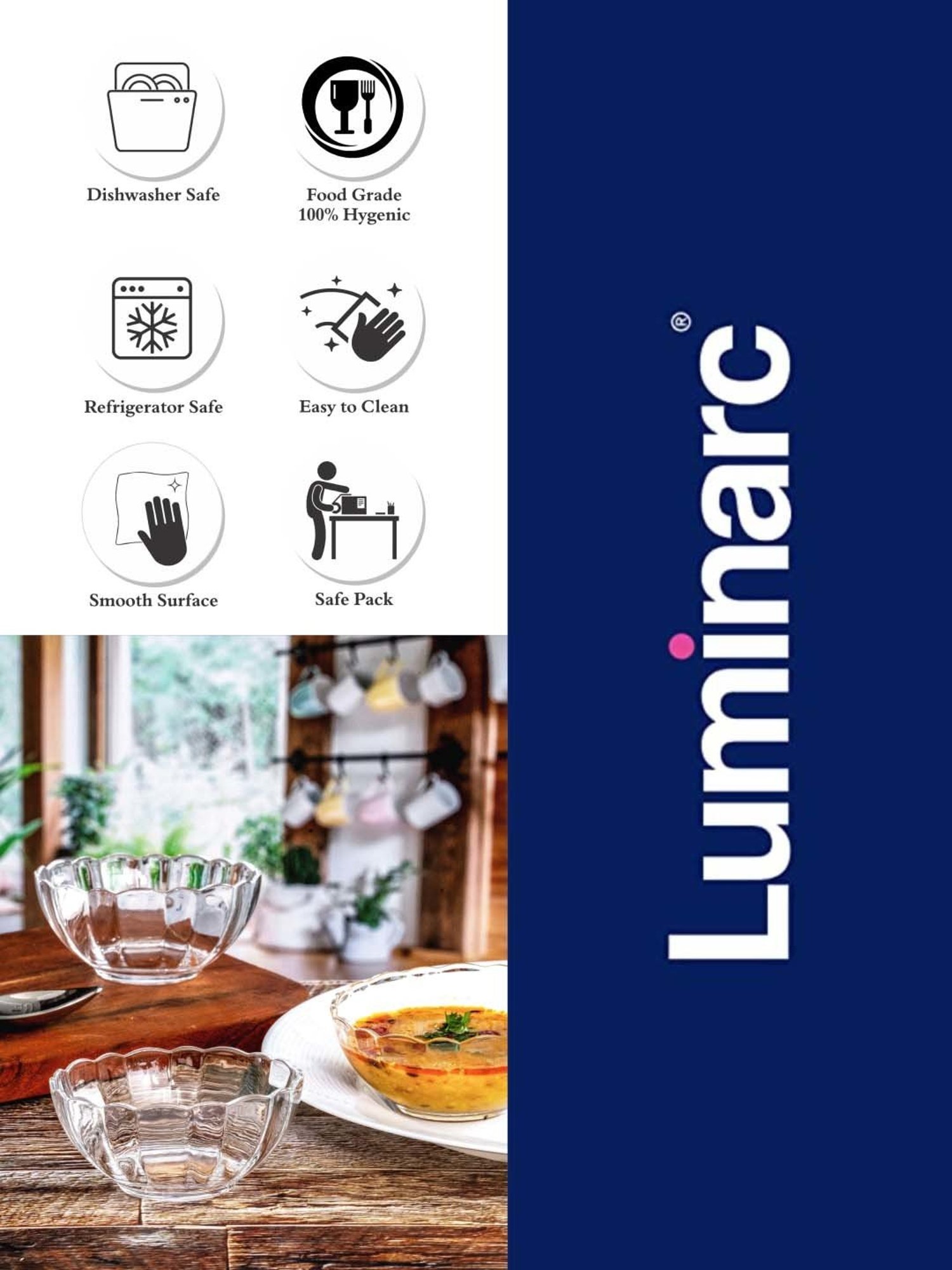 Luminarc Transparent Glass Veg Bowl (0.16 L) - Set of 6