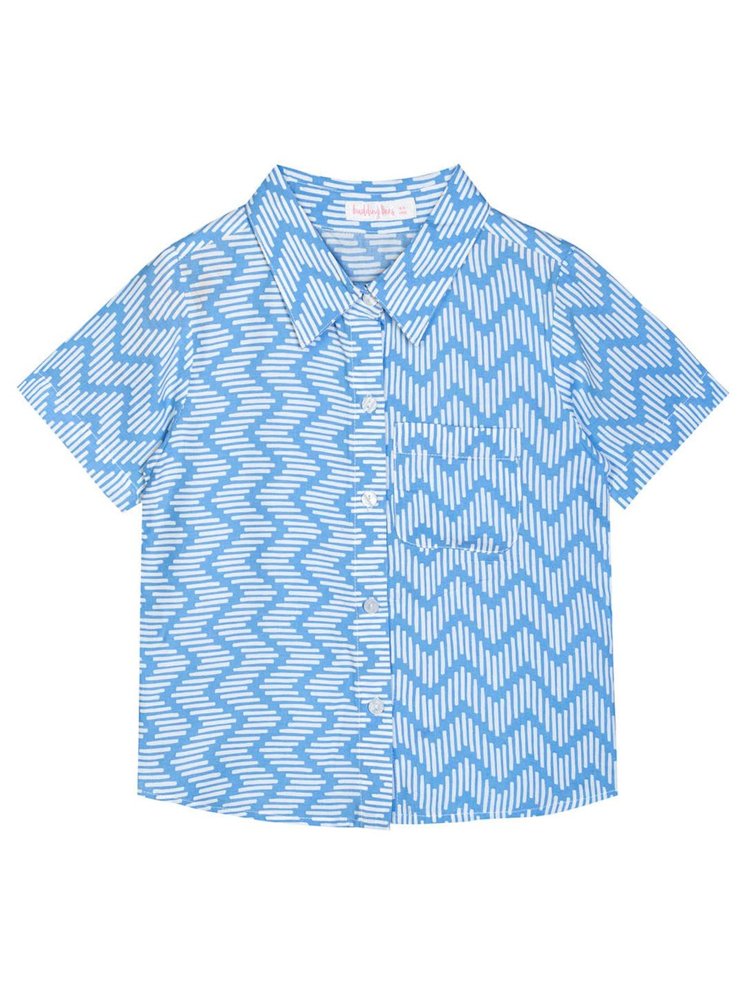 Budding Bees Kids Blue Printed Shirt