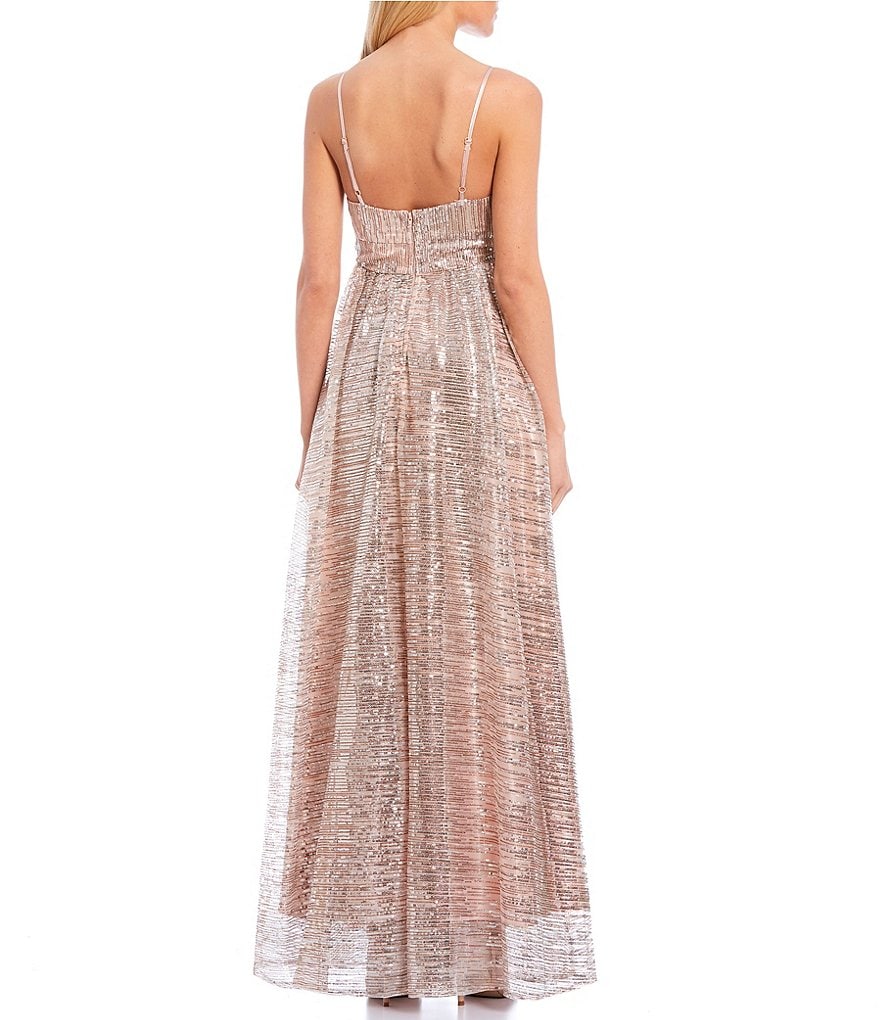 Midnight Doll V-Neck Sequin A-Line Dress