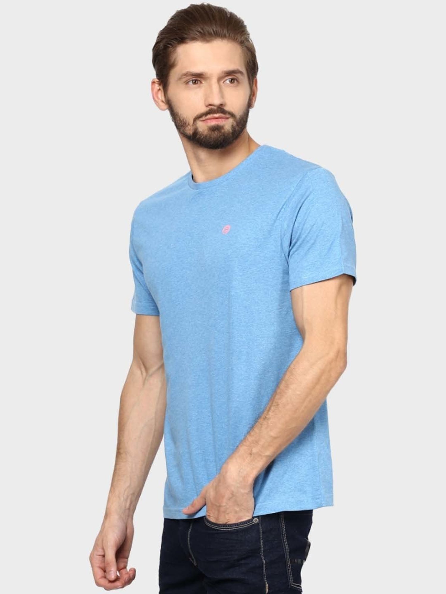 BOSSINI Blue Cotton Regular Fit T-Shirt
