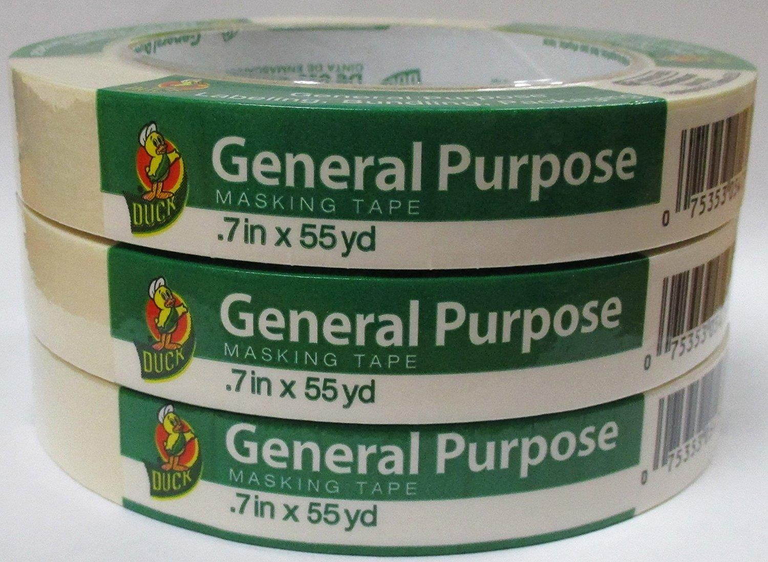 Duck Brand General Purpose Masking Tape .70 in x 55 yards  3 Pack