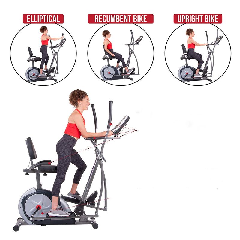 Body Flex Sports Body Champ BRT7989 Stationary Full Body Cardio Elliptical and Bike Trio Trainer Plus 2 Machine with 21 Training Programs