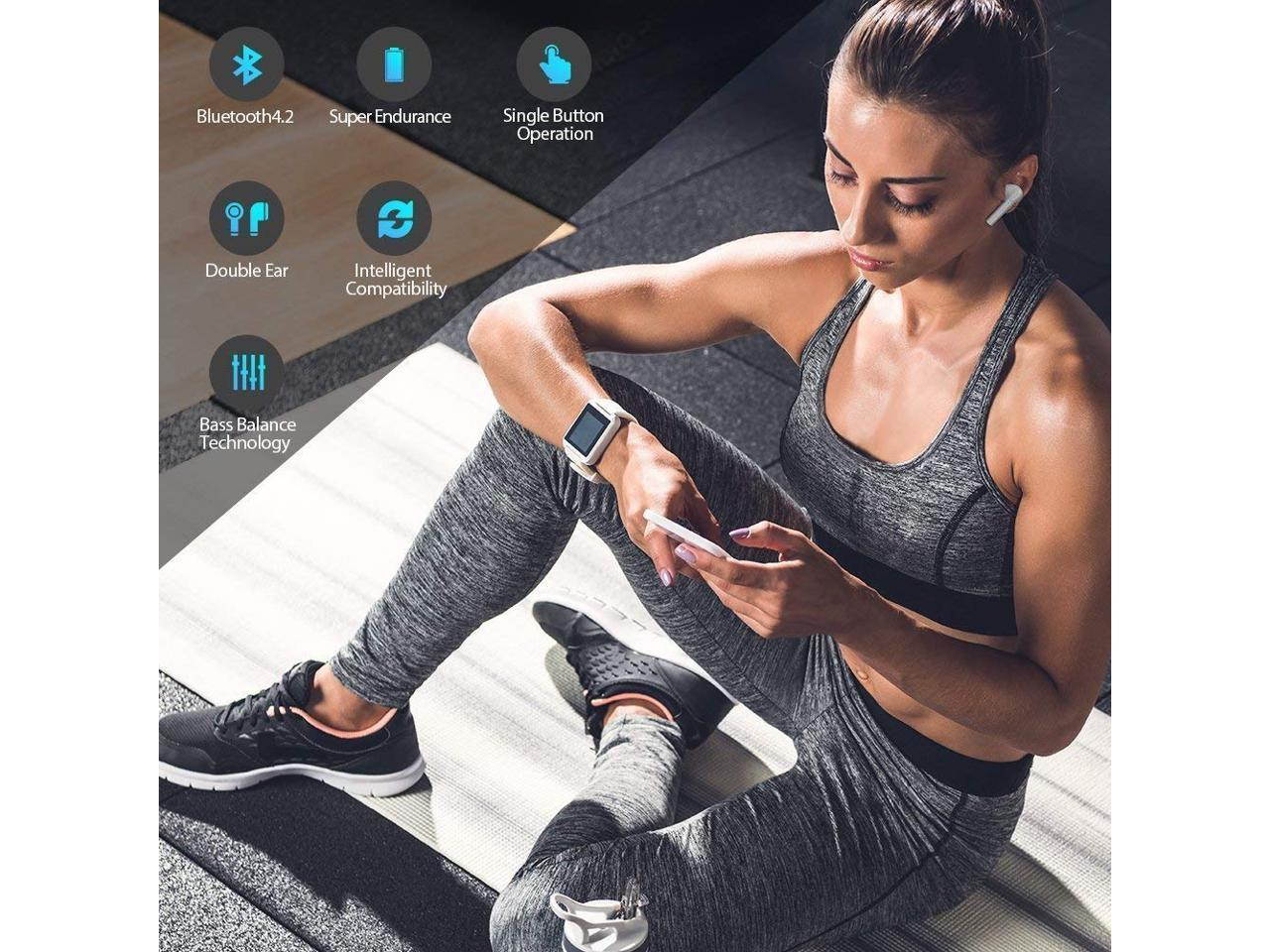 Wireless Earbuds Bluetooth Headphones Stereo Earphone with Built-In Mic with Charging Case Cordless Sport Headsets for AirPods iPhone XS XR X 8 7 plus 6 6s plus Android Samsung Galaxy