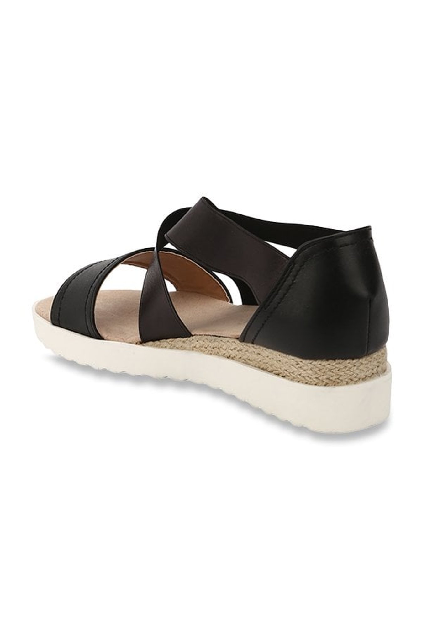 Truffle Collection Black Espadrille Wedges