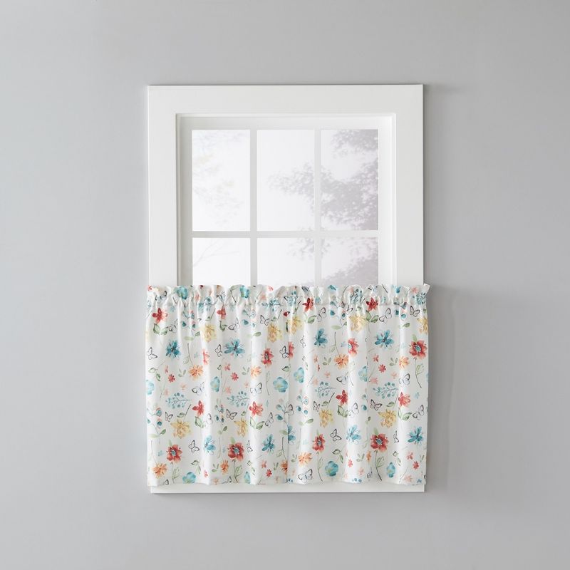 SKL Home Floral Dance Cheerful Scatter Print 36" Tier Pair - 57 x 36, Multicolored