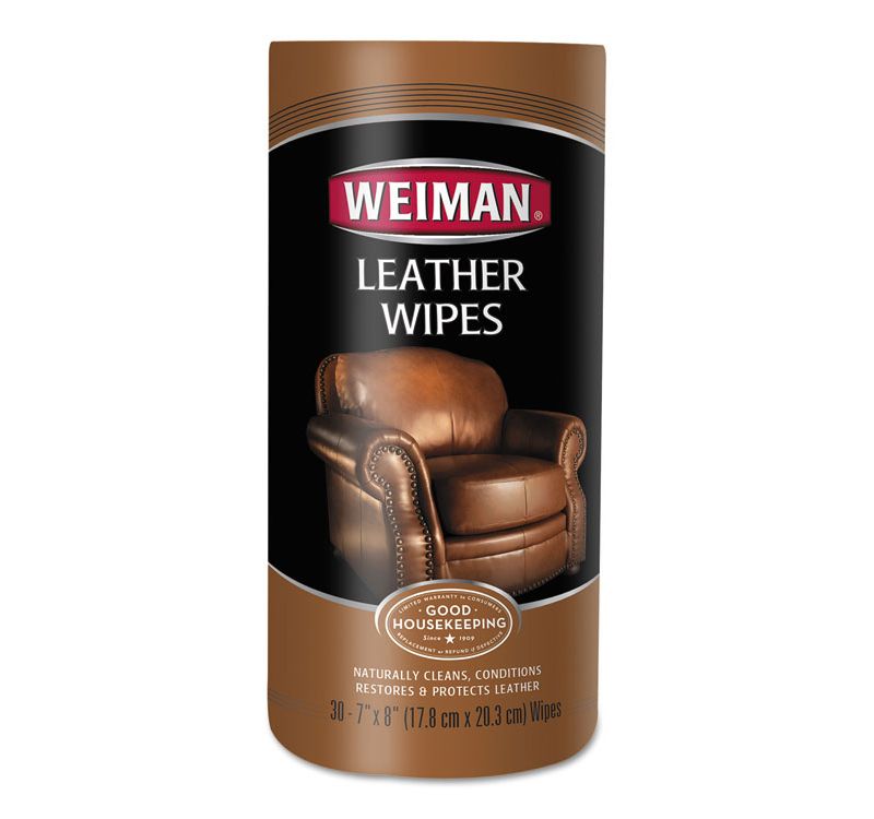 Weiman Leather Wipes, 7 x 8, 30/Canister, 4 Canisters/Carton 91CT