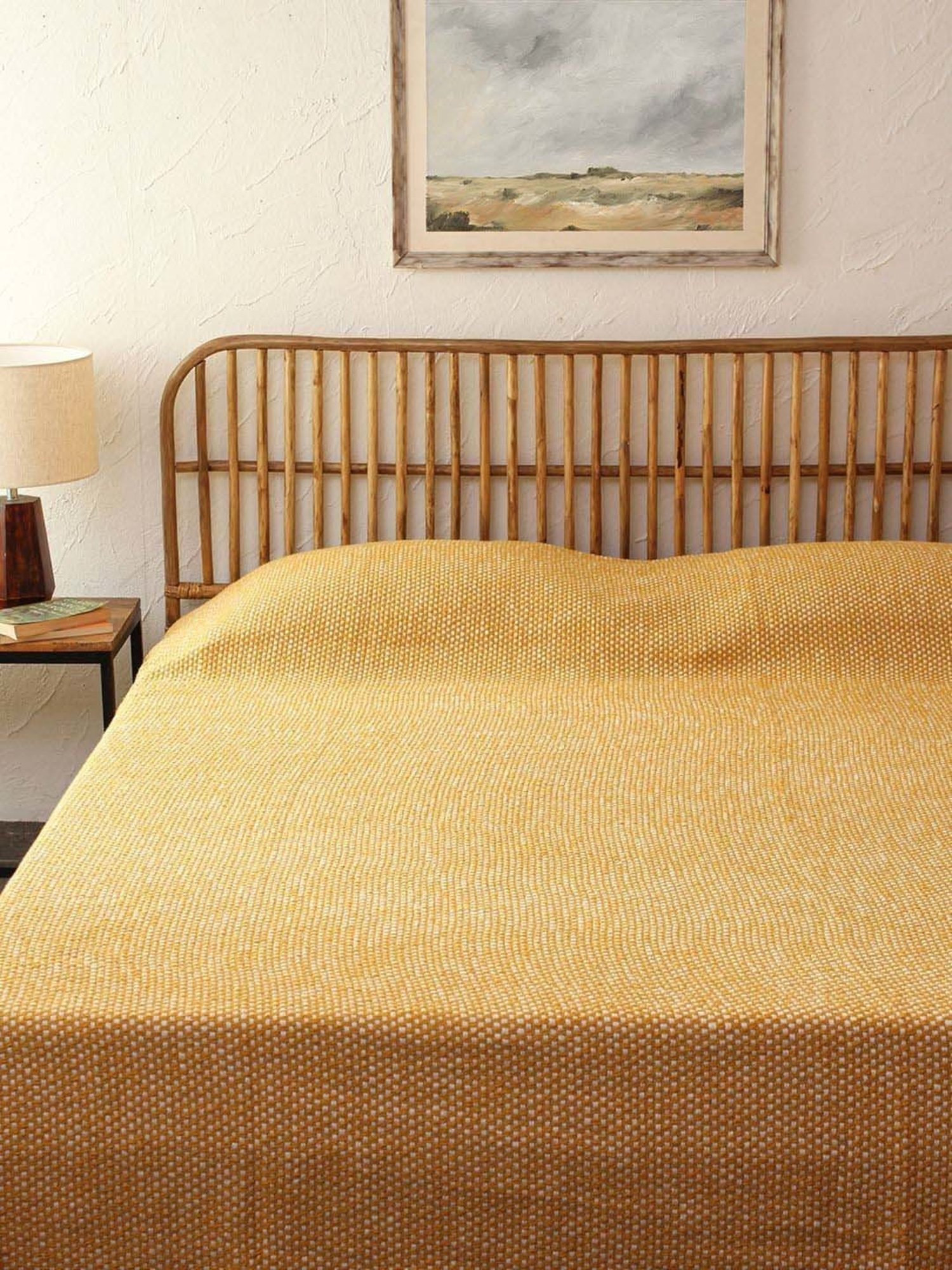 House This Vindhya Mustard Cotton 180 TC Double Bedcover