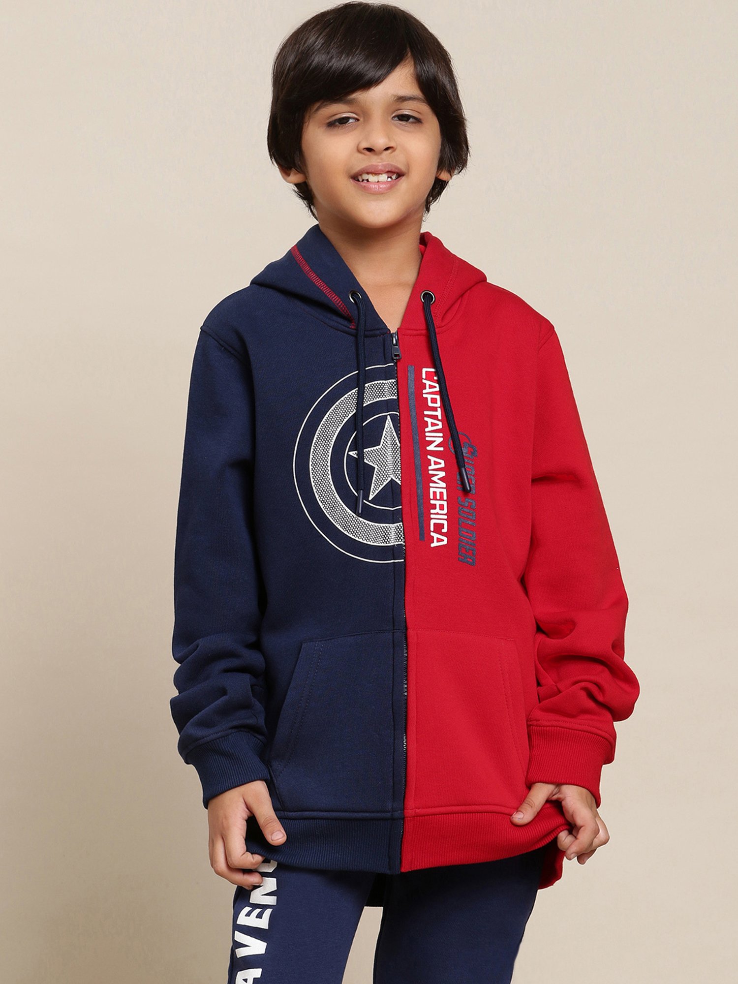 Kidsville Captain America Printed Multicolor Hoodie For Boys