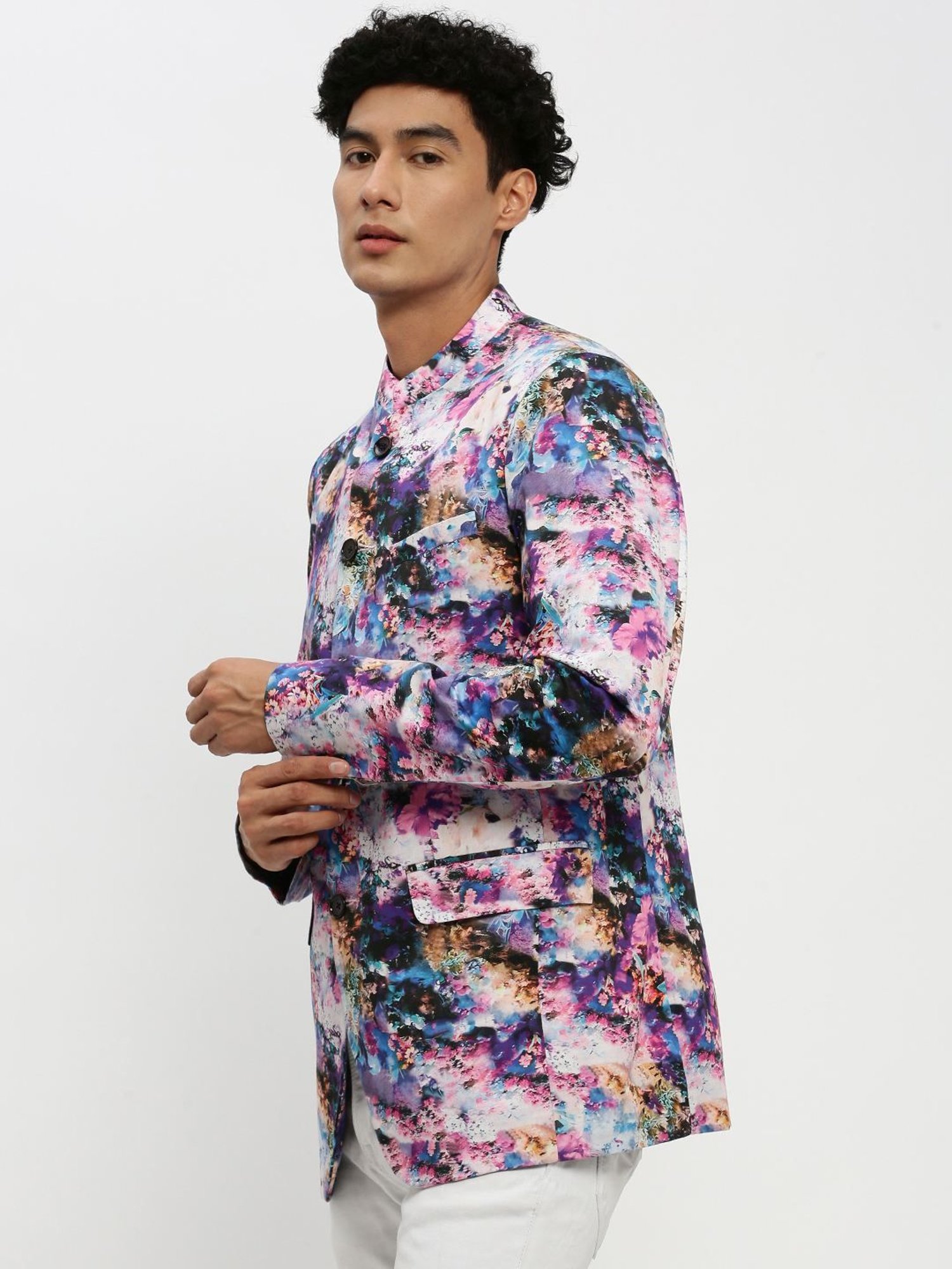SHOWOFF Multicoloured Slim Fit Printed Blazer