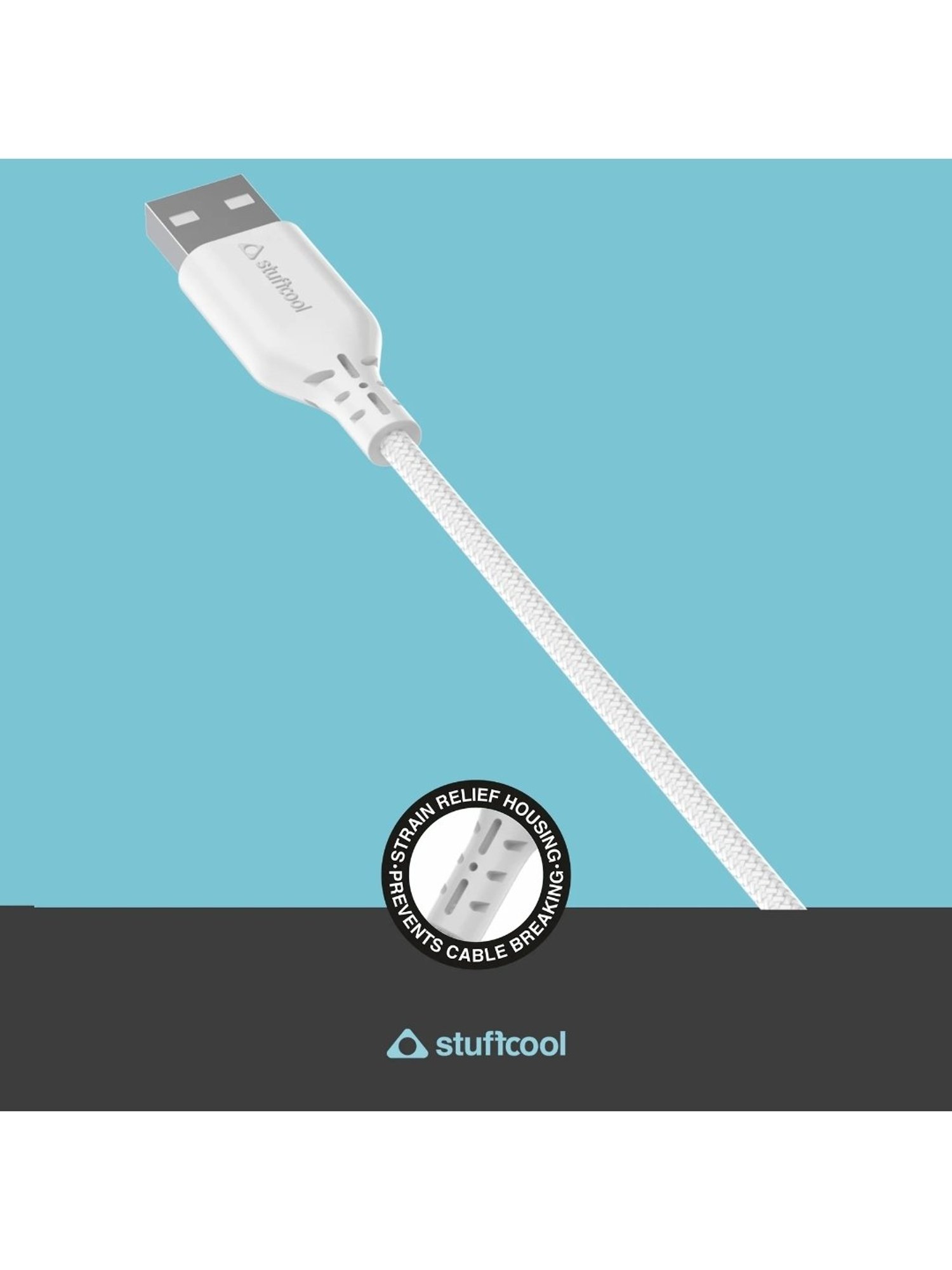 Stuffcool Alto USB A to C 6.5A 1.2 Meter Cable (White)