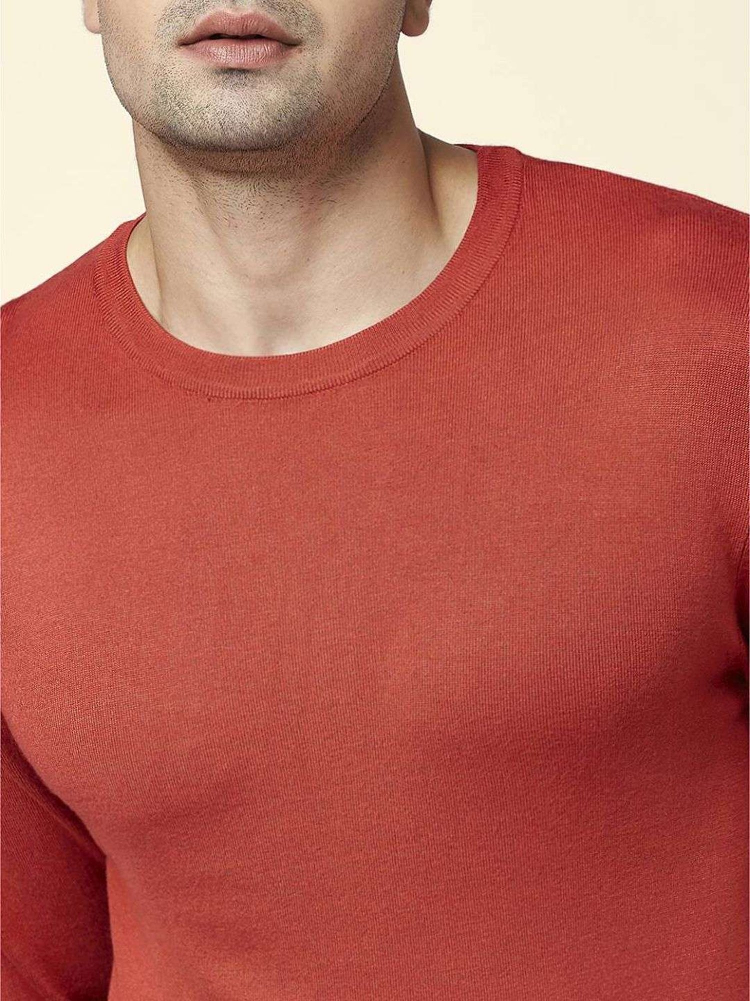 Byford By Pantaloons Coral Red Regular Fit Sweaters