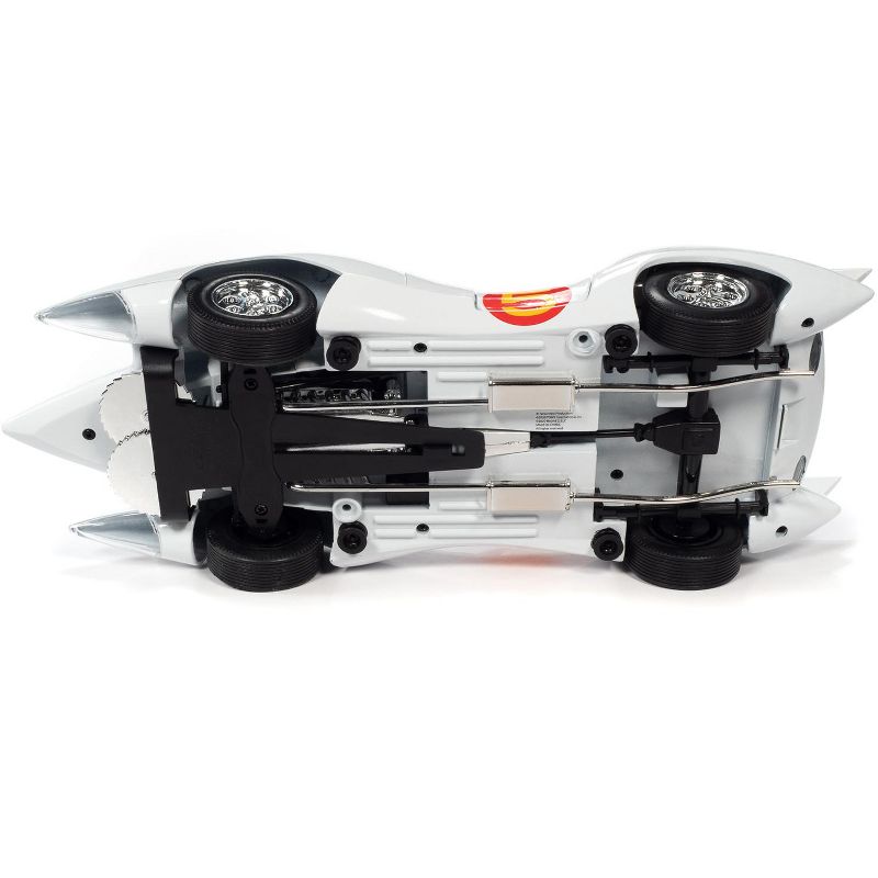 Mach 5 Five White with Chim-Chim Monkey and Speed Racer Figurines 1/18 Diecast Model Car by Autoworld