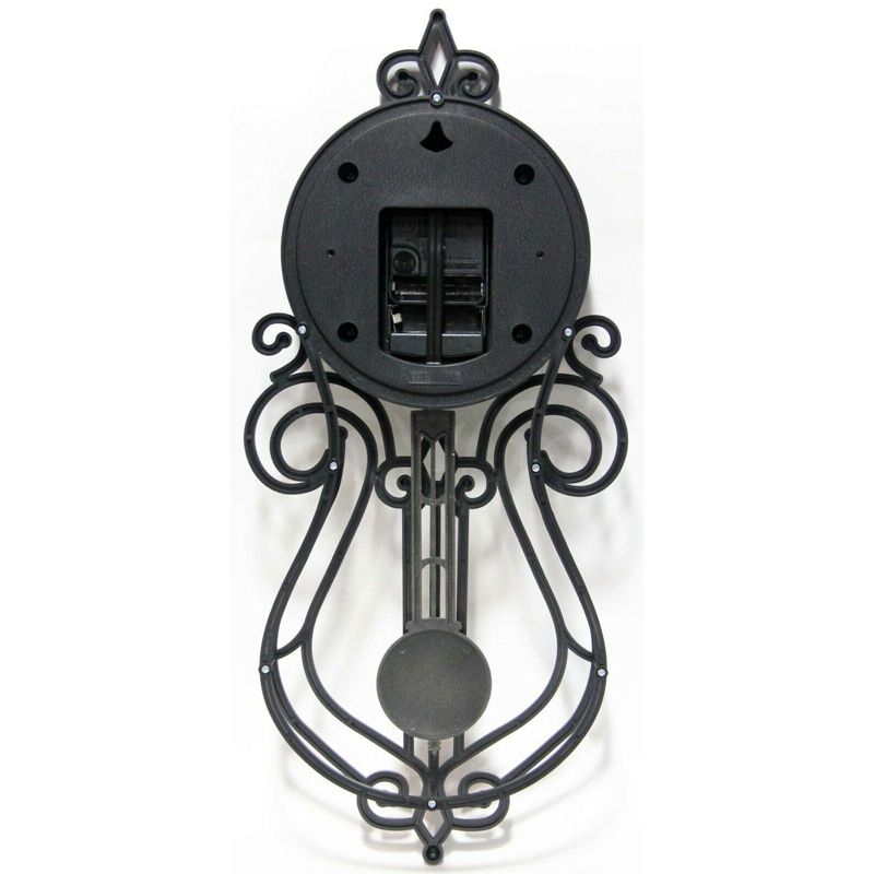 Infinity Instruments 20068AG-4420 Rustic Farmhouse Decorative 20 x 9 Inch Quartz Battery Powered Pendulum Wall Clock, Antique Black