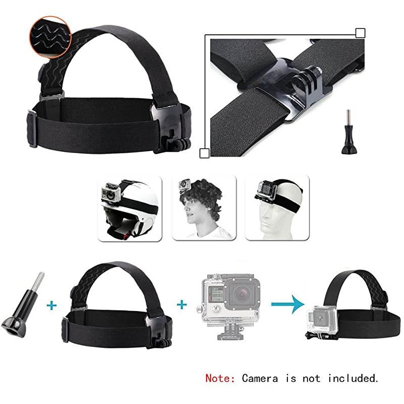 Wearing Headband Head Strap Belt Mount with Screw Compatible with Gopro Hero 7 6 5/APEMAN/AKASO/Campark/Victure/Crosstour/Prymax/Dragon Touch 4K Action Sports Camera (Camera Not Included)