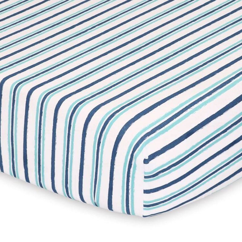 The Peanutshell Sheets Nautical/Blue and Green Stripe 2pk