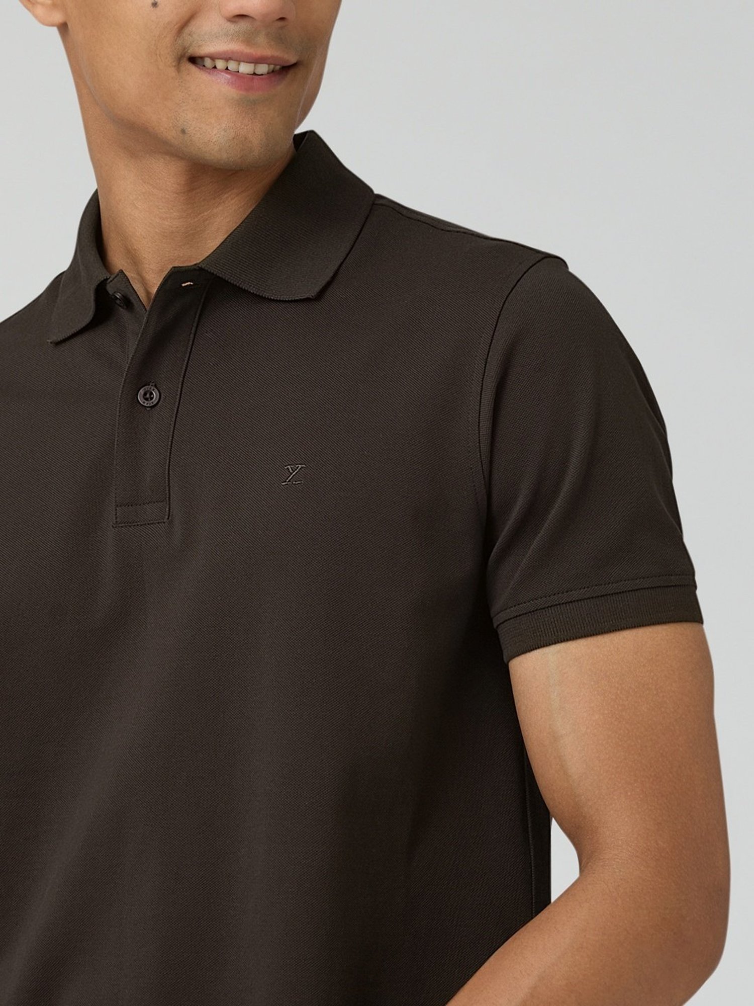 XYXX Mocha Brown Cotton Regular Fit Polo T-Shirt