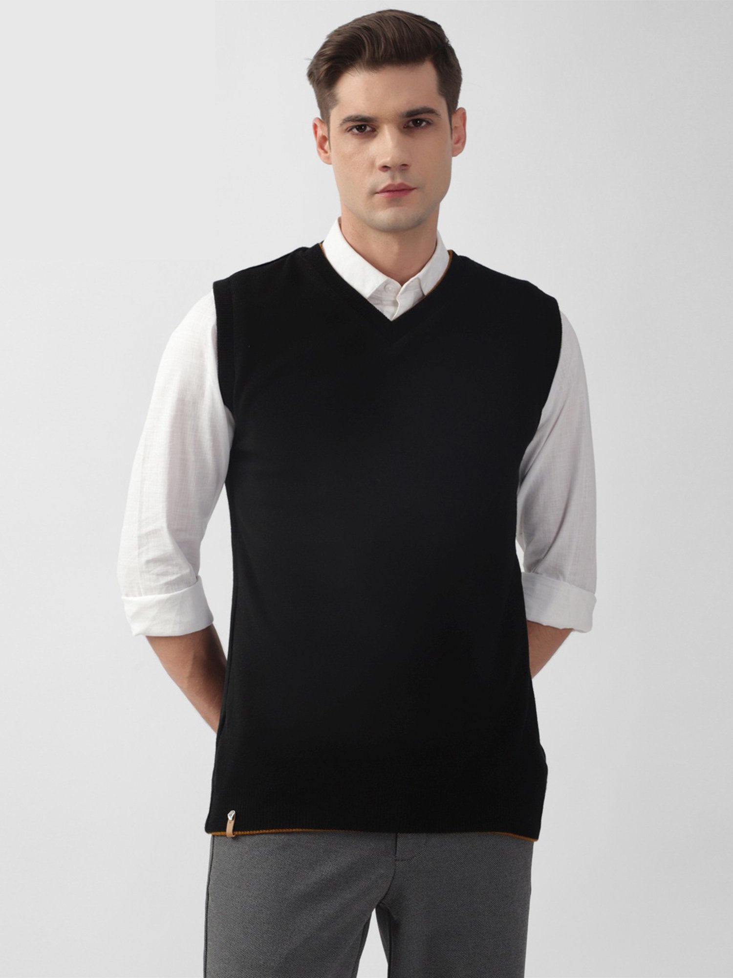 Peter England Black Regular Fit Sweater