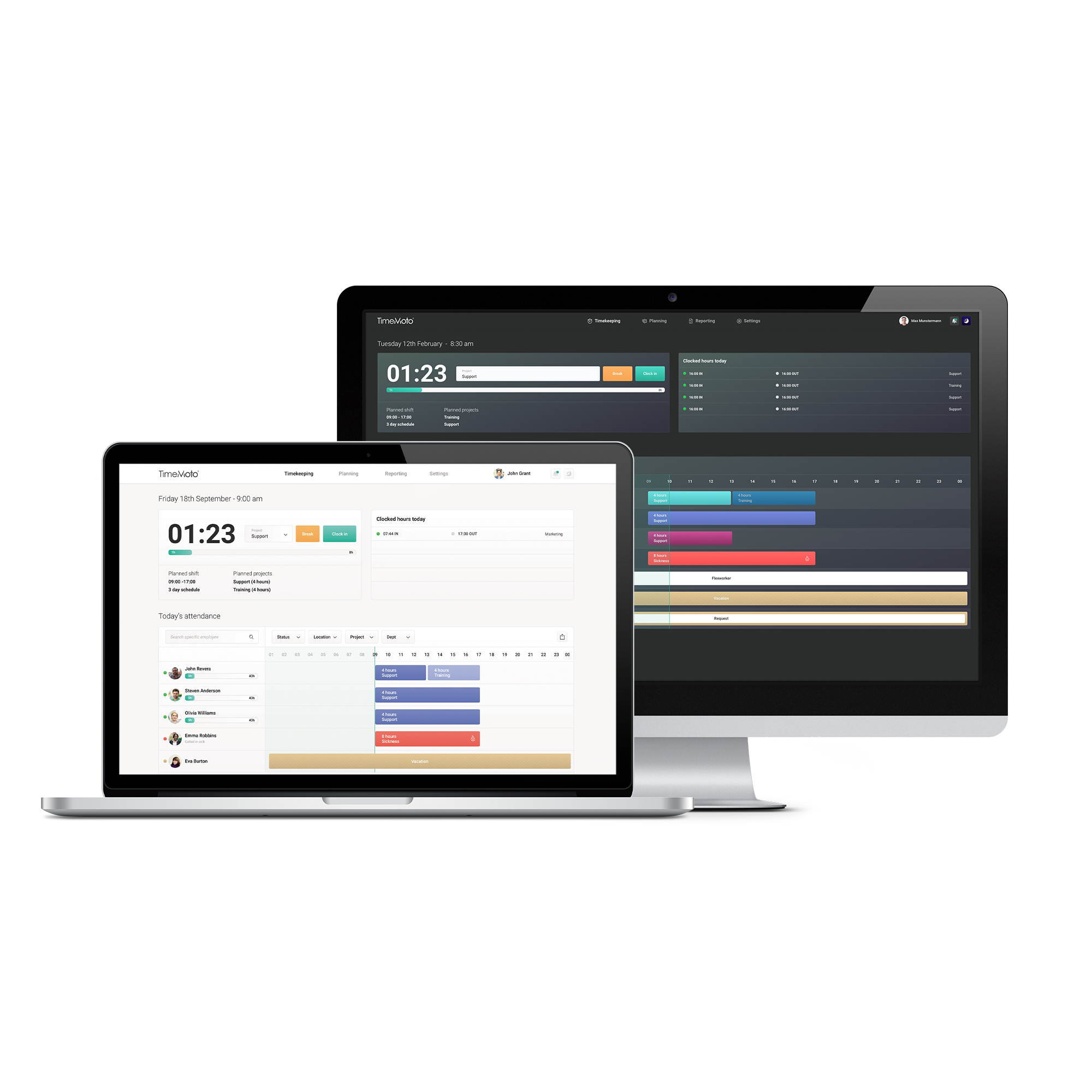 TimeMoto TM-626 - Time clock with Fingerprint and RFID Reader for Up to 200 Users - Including Employee Management Solution