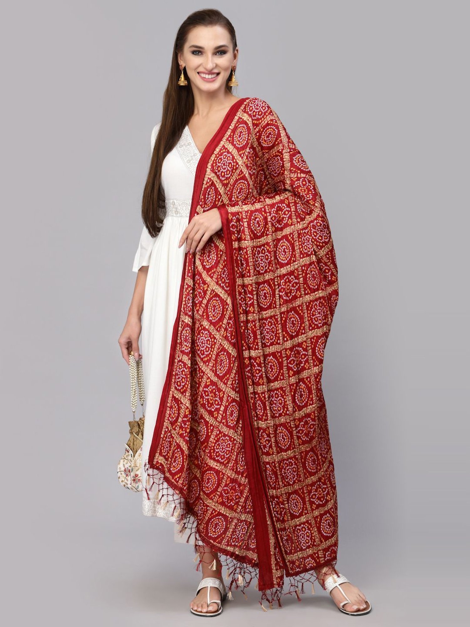 Stylum Red Printed Dupatta