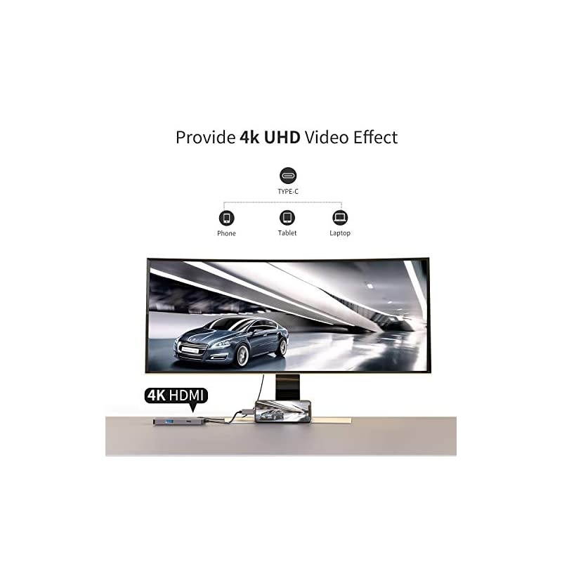 USB C HUB  6in1 USB Type C Adapter with 4K HDMI Power Delivery PD Charging Port SDTF Card Reader2 USB 30 Ports Compatible with MacBook Pro 20182017 Google Chromebook PixeliPad Pro