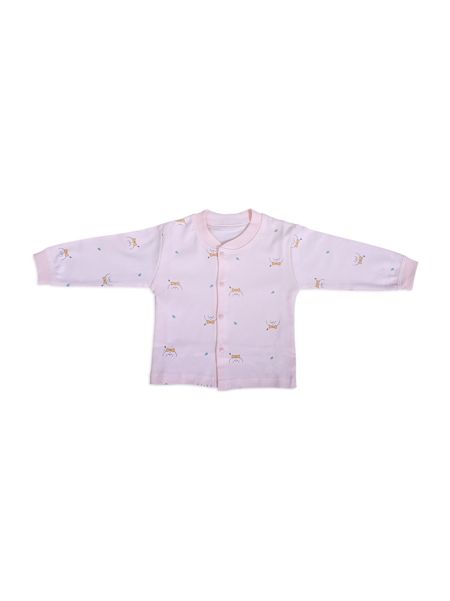Baby Moo Boys Pink Cotton Printed Full Sleeves Shirt Set