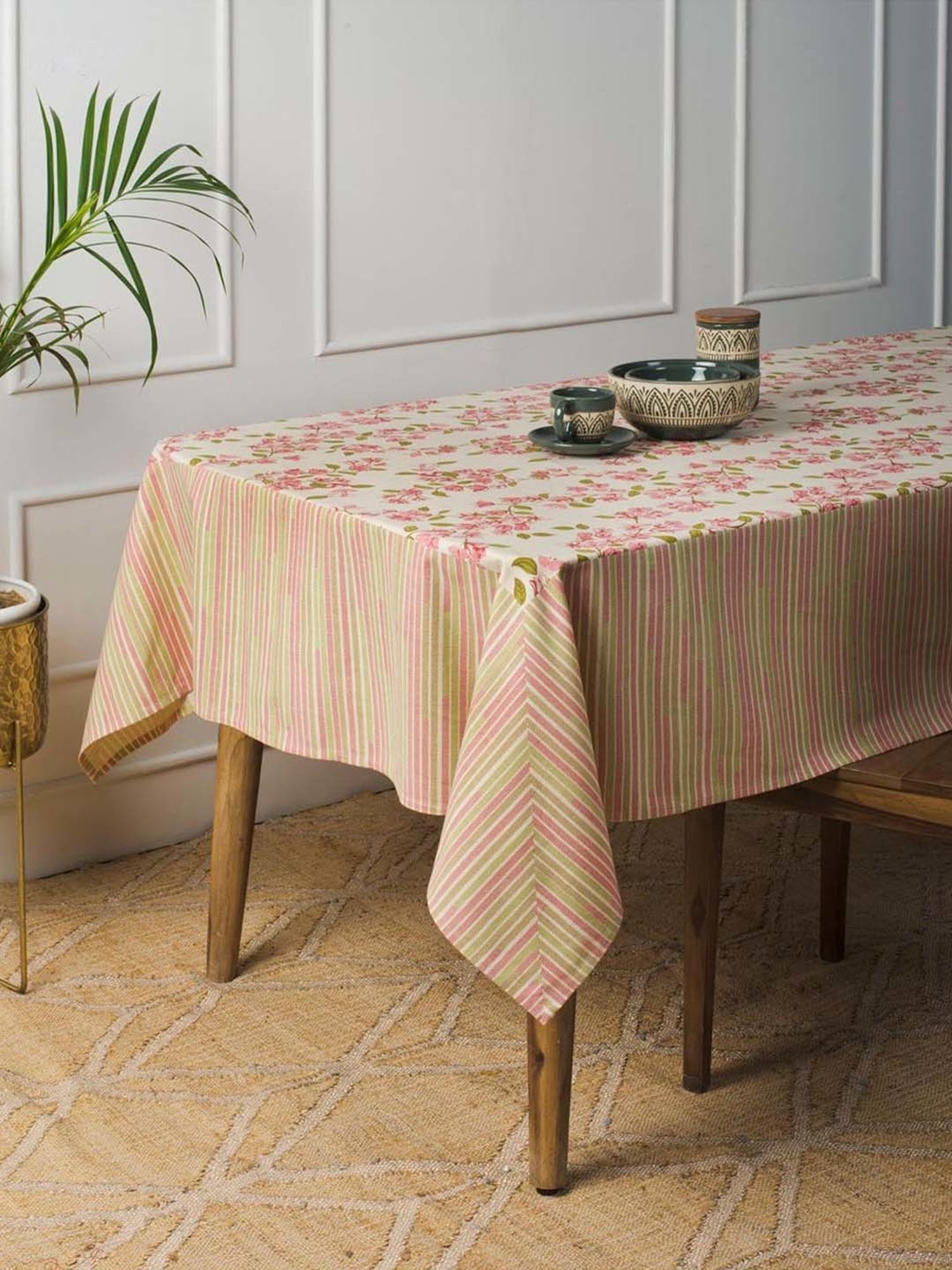 Romee Beige Cotton Checks Table Linen Sets