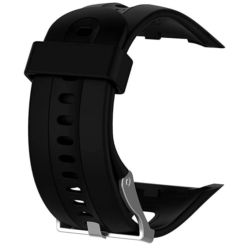 Band for Garmin Forerunner 1015 Soft Silicone Replacement Watch Band Strap for Garmin Forerunner 1015 GPS Watch Black LDisplay Size 098quotx094quot