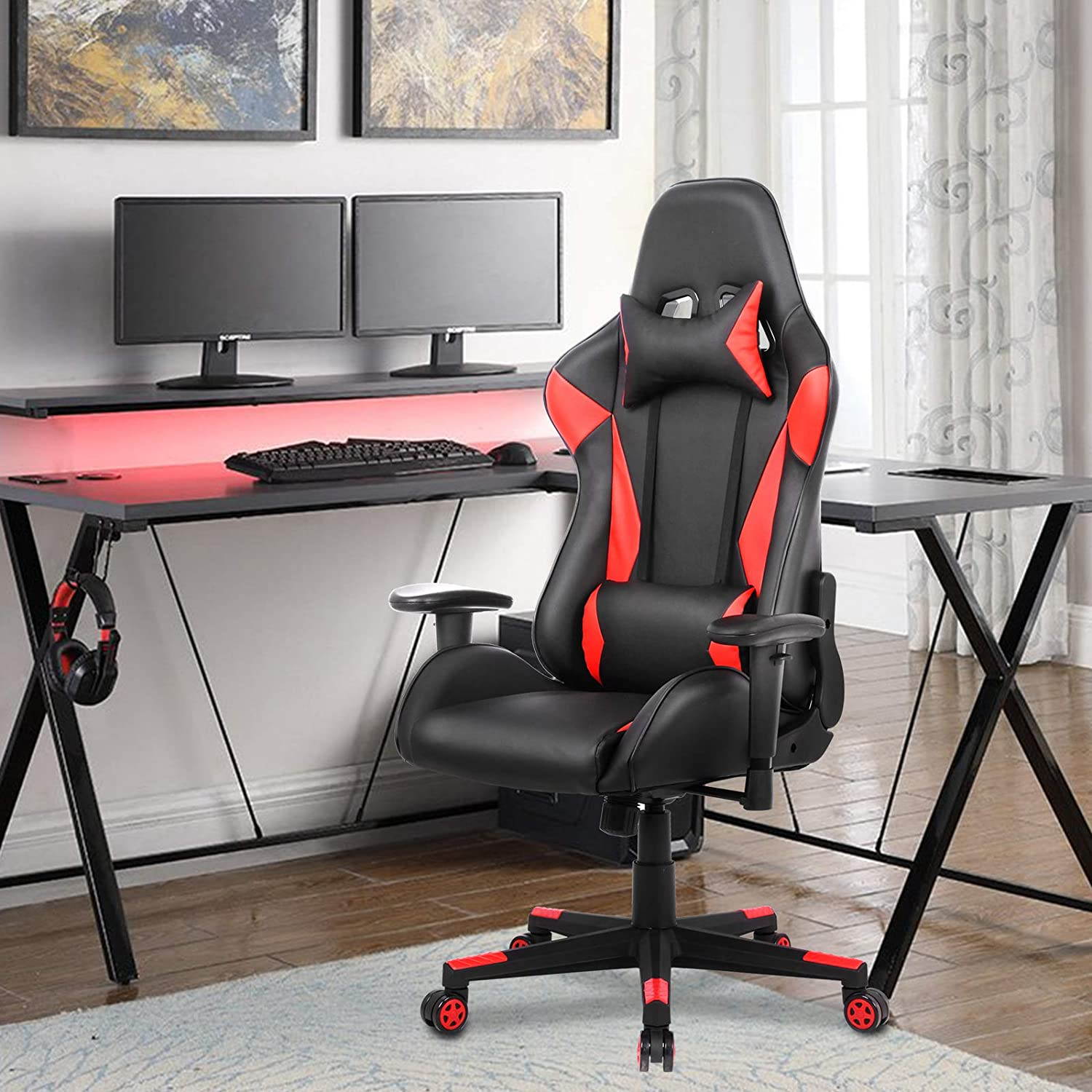Gaming Chair Racing Video Game Chairs High Back Ergonomic Office Computer Desk Chair with Headrest