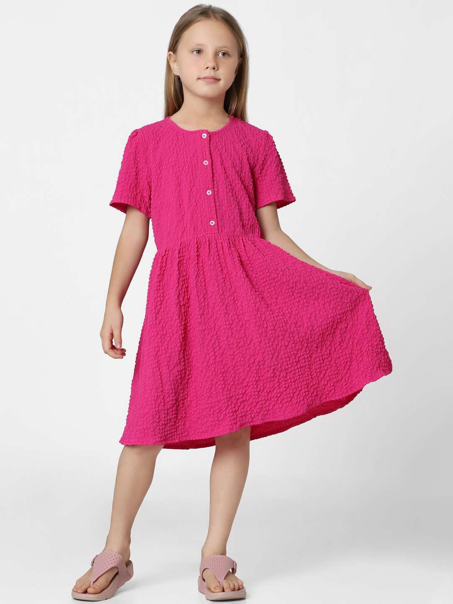 KIDS ONLY Pink Textured Pattern Dress