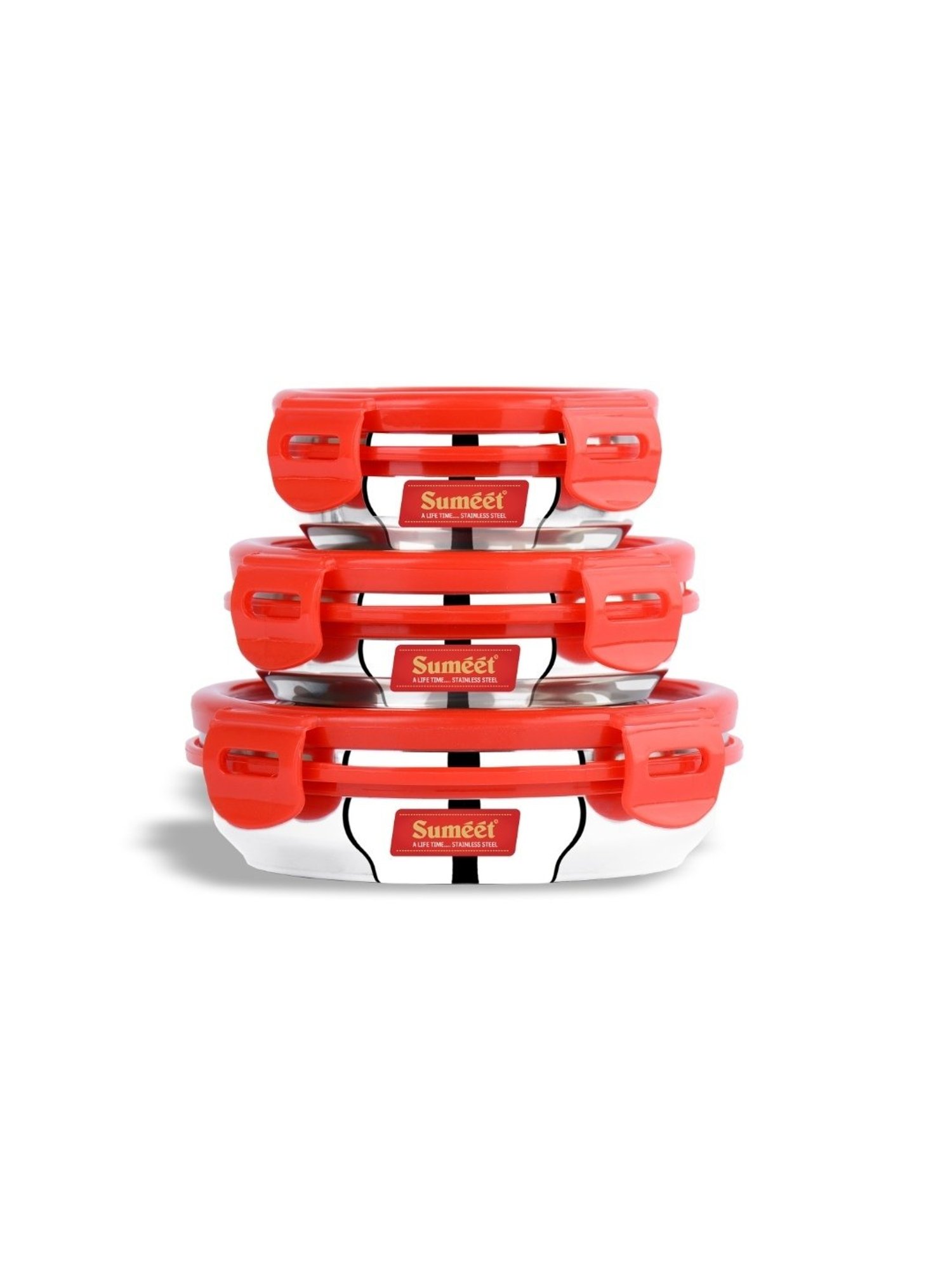 Borosil Grey Stainless Steel Lunch Box - Set of 4