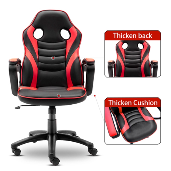 HOMEMAXS Gaming Chair - Ergonomic Office Chair for Adults, Adjustable Swivel PU Computer Chair, High Back Desk Chair with Lumbar Support, Black and White