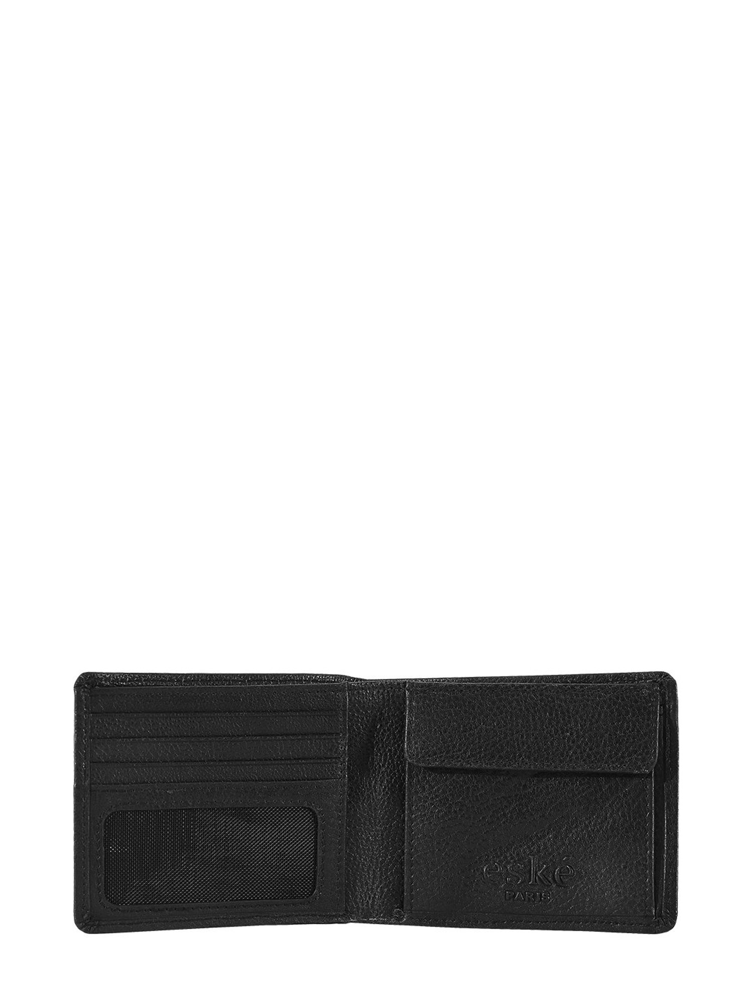 Eske Black Woven Leather Bi-Fold Wallet for Men