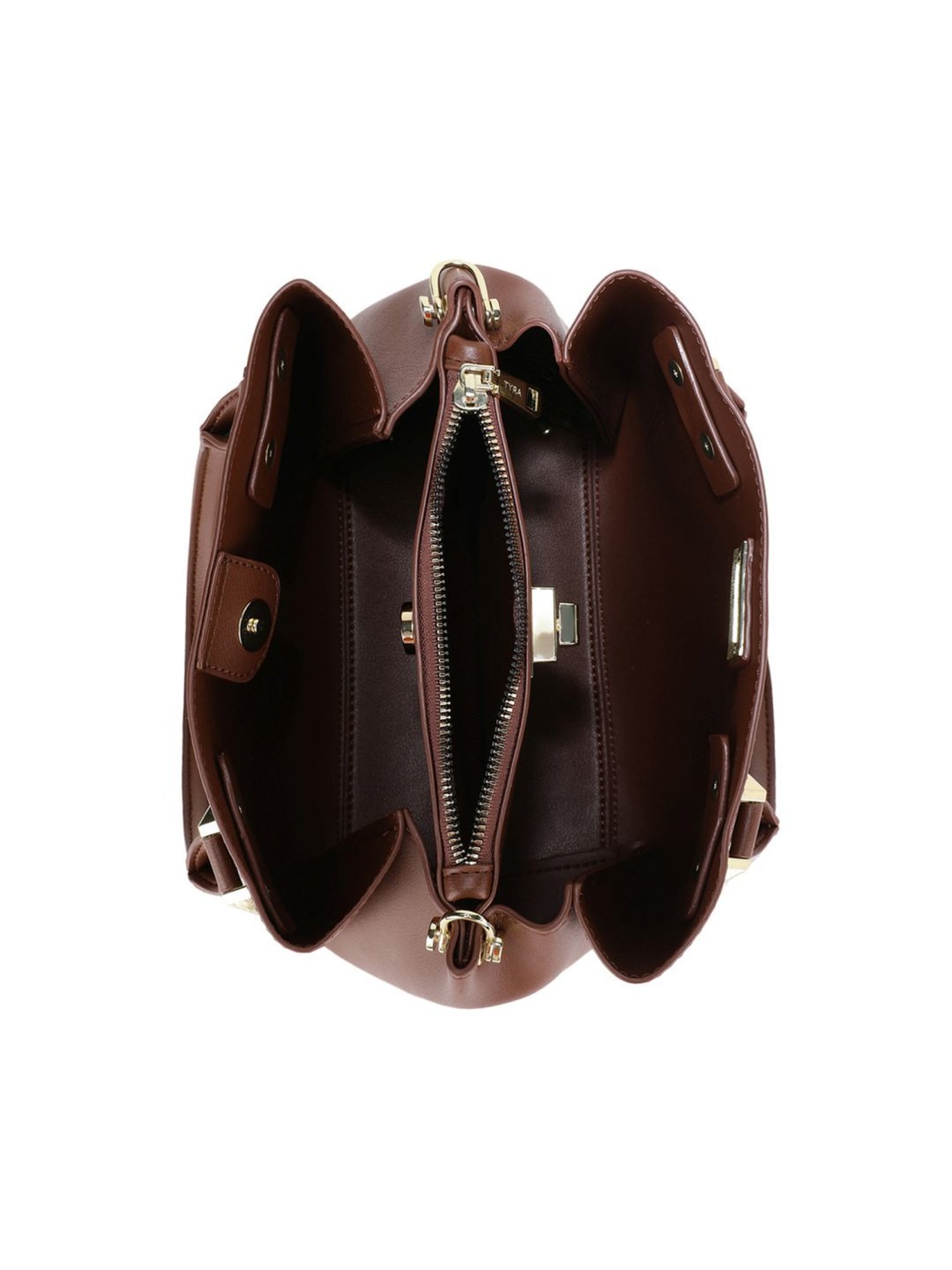 Tyra Olivia Tan Solid Faux Leather Handbag