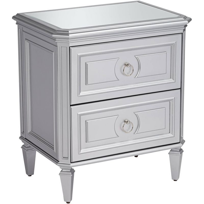55 Downing Street Aurora 26" Wide 2-Drawer Mirrored and Silver Side Table