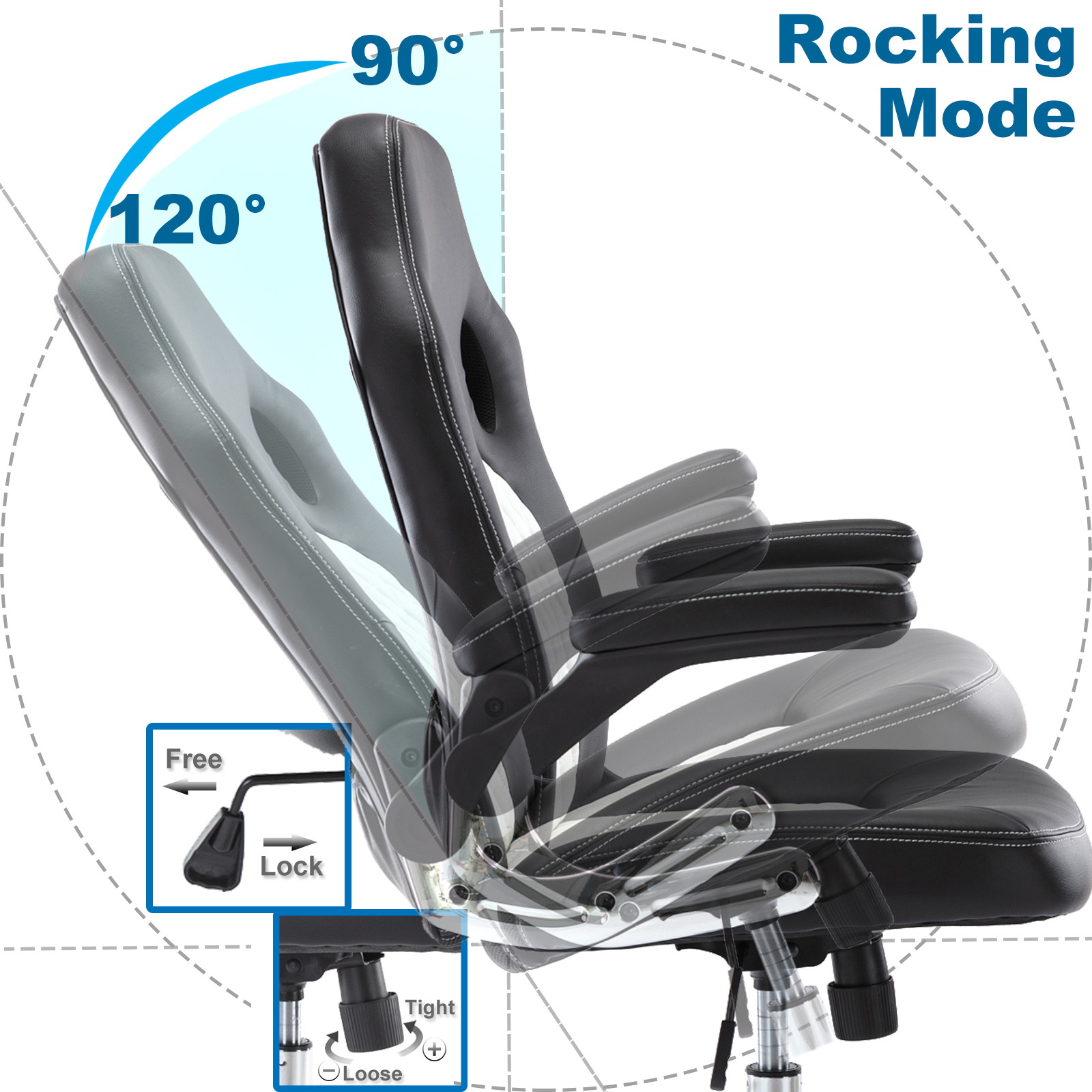 Gaming Chair, Racing Style Computer Desk Chair Padded Armrests Ergonomic Lumbar Support Adjustable Height