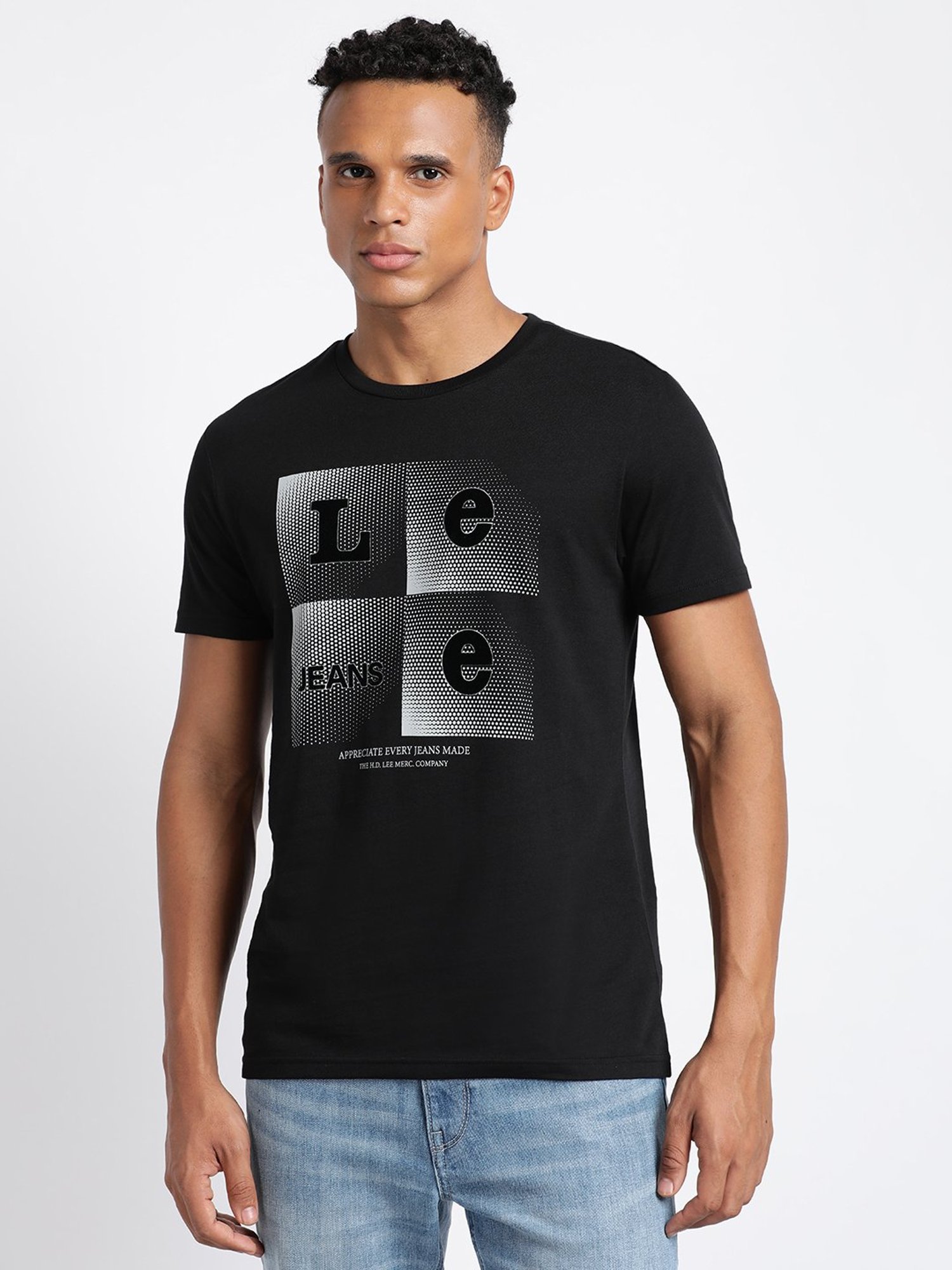 Lee Black Slim Fit Graphic Print Crew T-Shirt